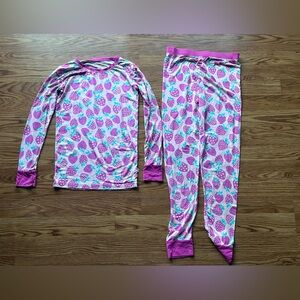 Little Sleepies pajama set. Strawberries, girls 9/10. Good preowned condition.